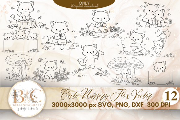 Download Cute Nursery Fox SVG Vector Bundle - Nursery Collection