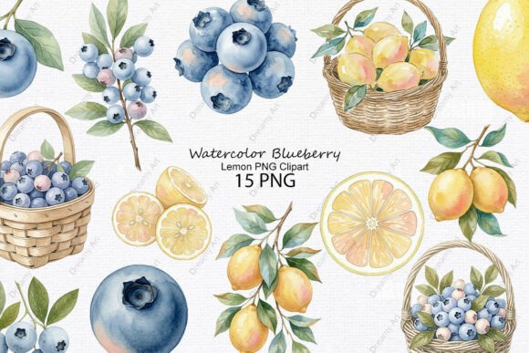 Download Watercolor Blueberry Lemon PNG Clipart - Blueberry Collection