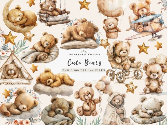 Download Teddy Bear Bundle, Boho Nursery Clipart, - Nursery Collection