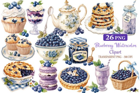 Download Blueberry Watercolor Cliparts - Blueberry Collection