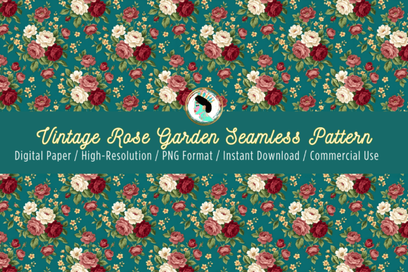 Download Vintage Rose Garden Seamless Pattern PNG - Premium Resources