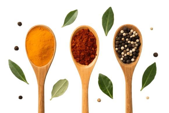 Download Three Wooden Spoons with Spices PNG - Premium Bundle