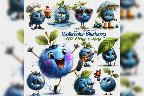 Download Watercolor Blueberry PNG Clipart Spring - Blueberry Collection