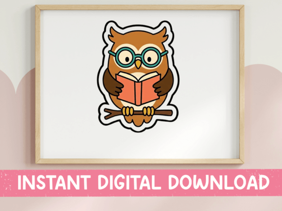 Download Wise Owl Reading a Book Sticker - Wise owl Collection