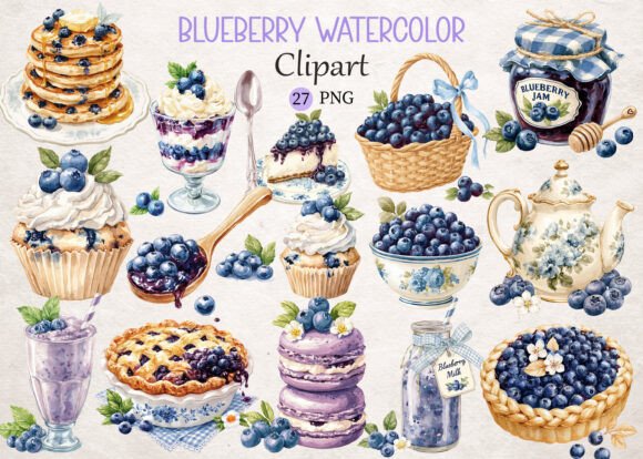 Download Blueberry Watercolor Clipart - Blueberry Collection
