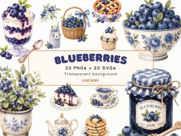 Download Blueberry Watercolor Cliparts, PNG SVG - Blueberry Collection