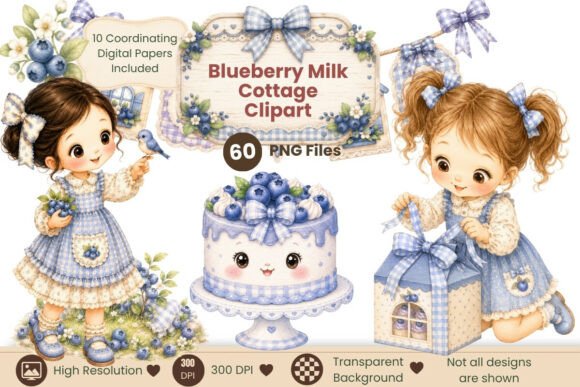 Download Blueberry Milk Cottage Clipart - Blueberry Collection