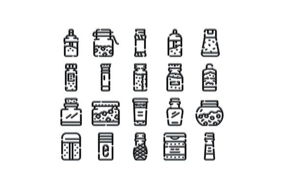Download Collection of Condiment and Spice Jar Ic - Premium Resources