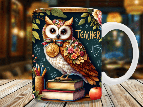 Download Wise Owl Floral Teacher Mug Wrap - Wise owl Collection