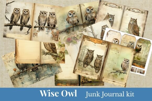 Download Wise Owl Junk Journal Kit | 20 Pages JPG - Wise owl Collection