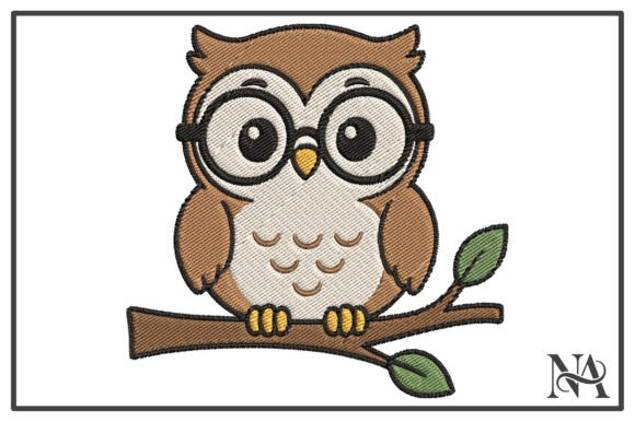 Download Wise Owl with Glasses Embroidery Design - Wise owl Collection