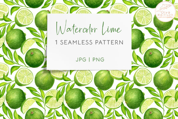 Download Watercolor Citrus Lime Seamless Pattern - Premium Resources