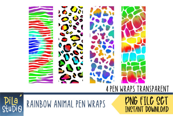 Download Rainbow Leopard Pen Wrap PNG File Set - Premium Resources